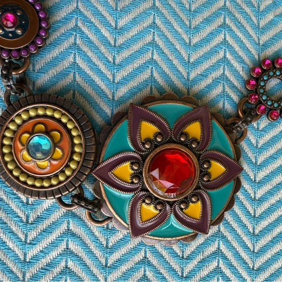 Chico's Brown and Yellow Belt with Intricate Designs - Picture 3 of 8